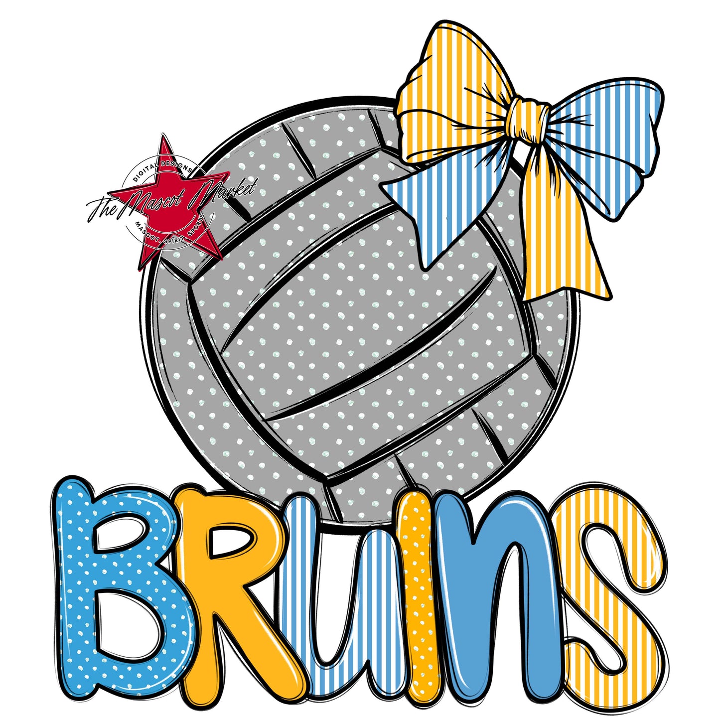 Bruins Volleyball Spirit Design-Carolina Blue & Yellow