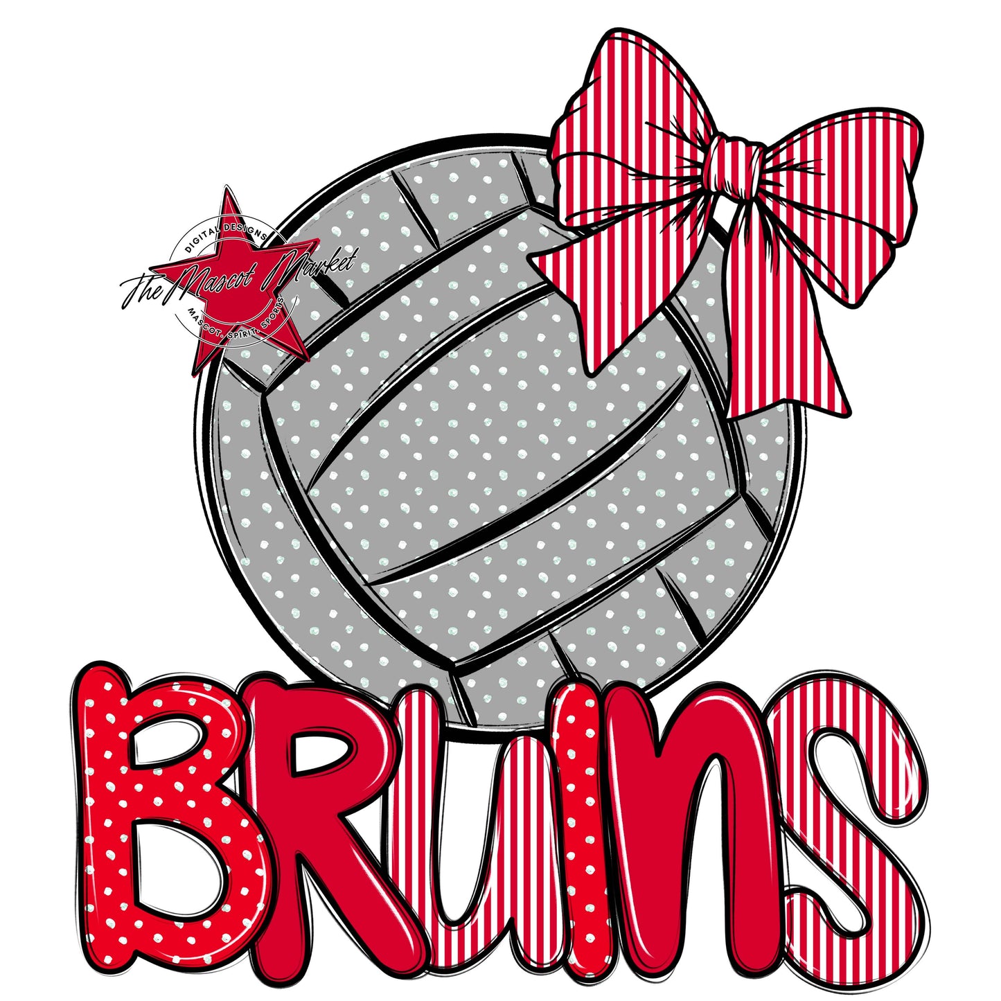 Bruins Volleyball Spirit Design-Red