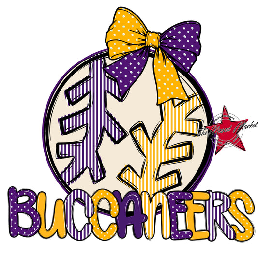 Buccaneers Baseball-Softball Spirit Design-Purple & Yellow