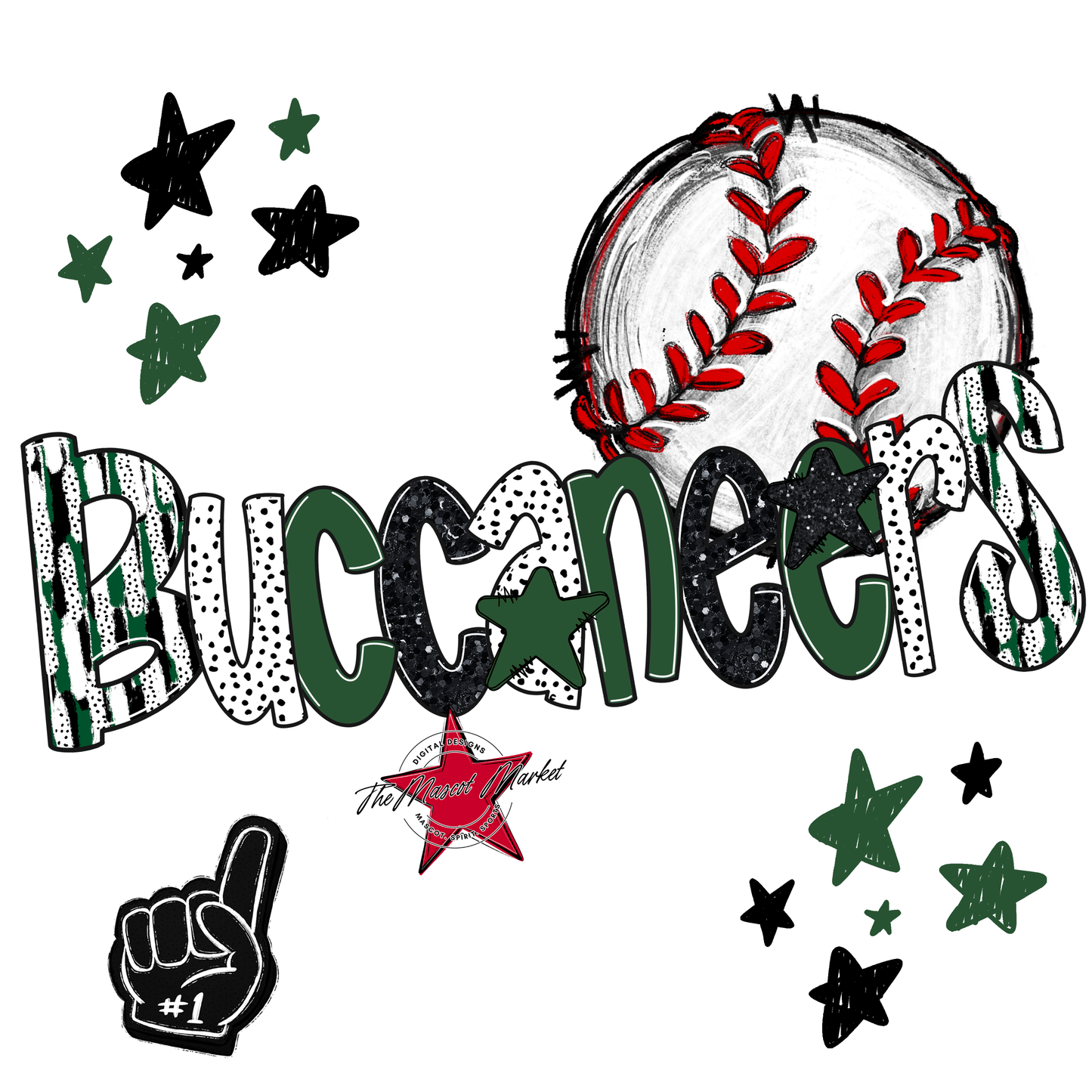 Buccaneers Baseball Scrape-Green