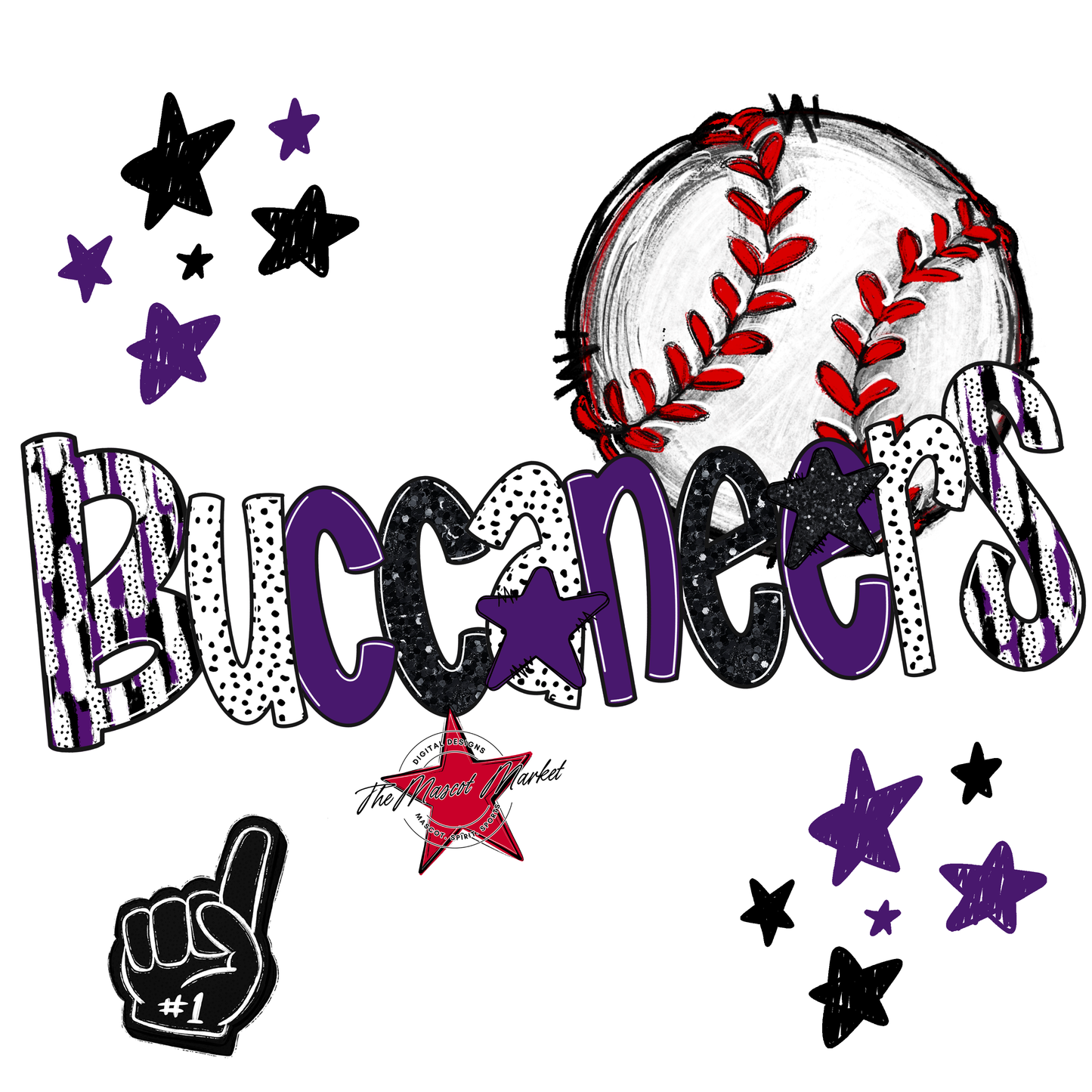 Buccaneers Baseball Scrape-Purple
