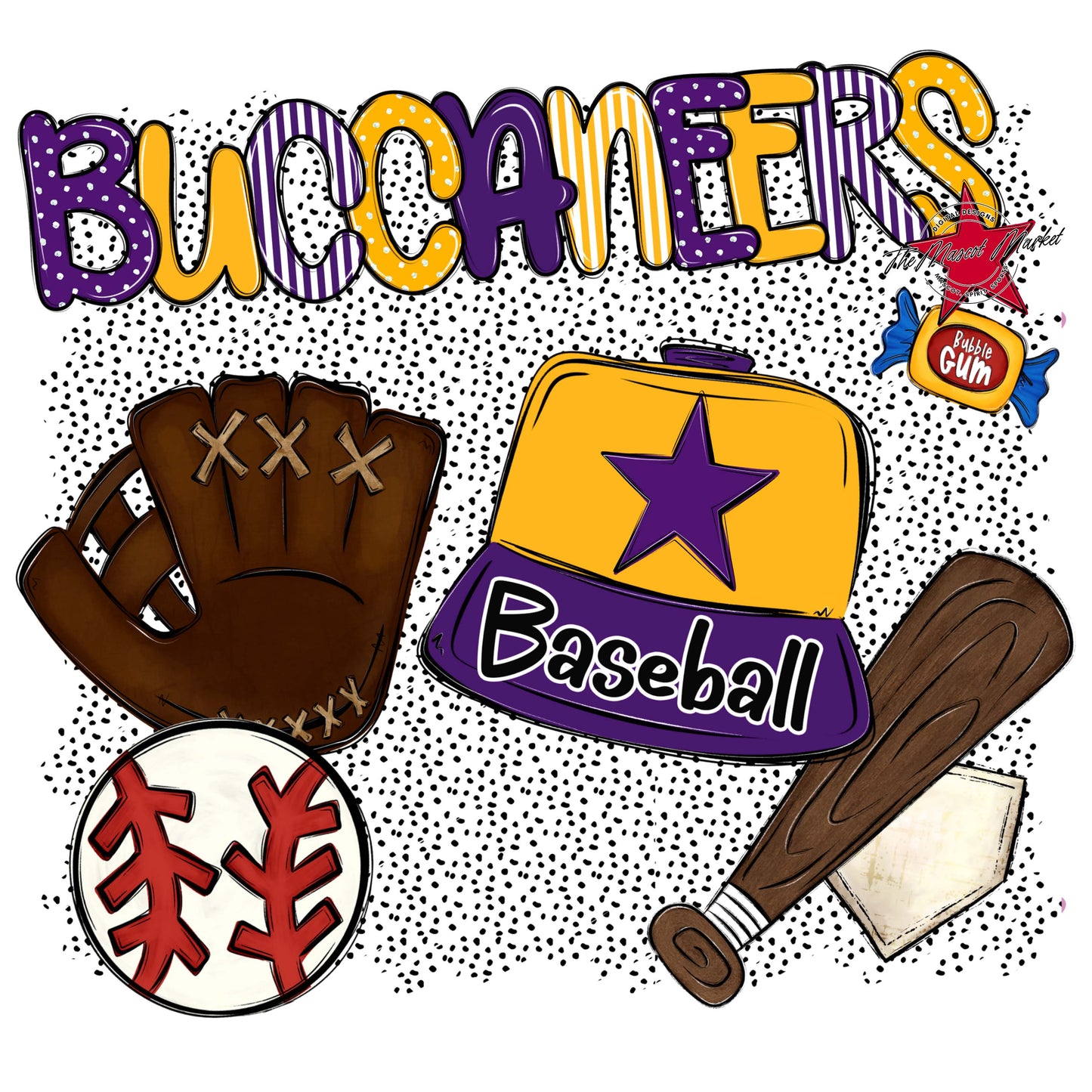 Buccaneers Baseball Spirit-Purple & Yellow
