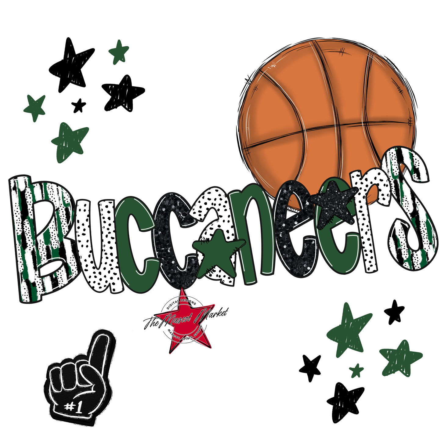 Buccaneers Basketball Scrape-Green