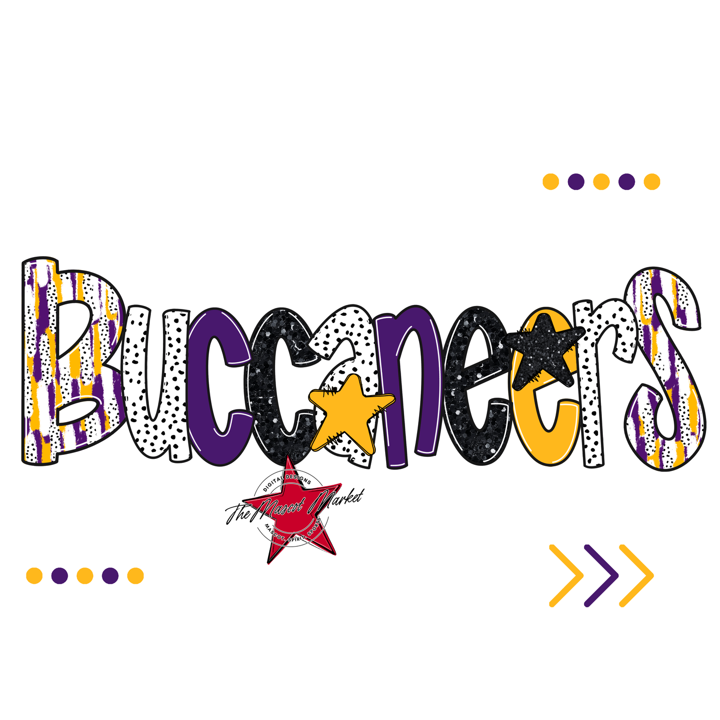 Buccaneers Brushstroke Alpha w Arrows-Purple-Yellow
