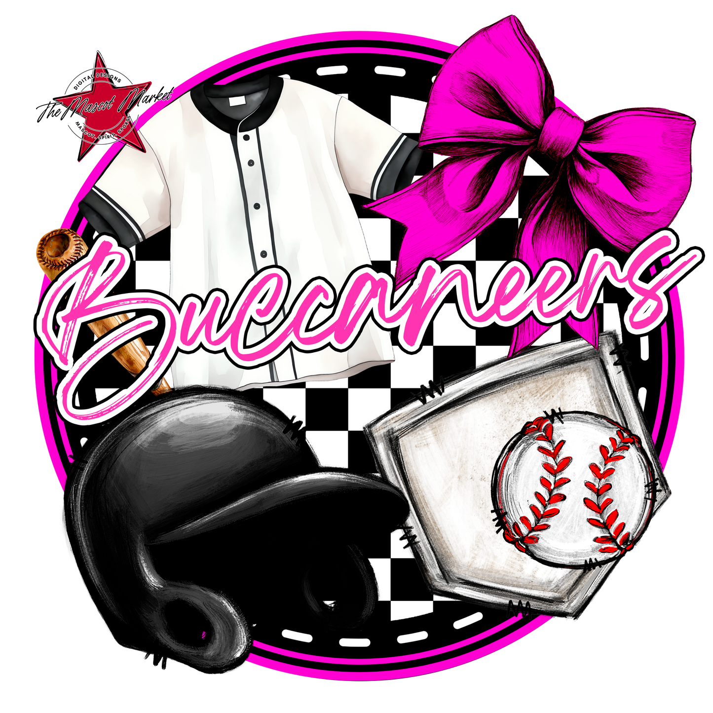 Buccaneers Circle Baseball Design-Pink