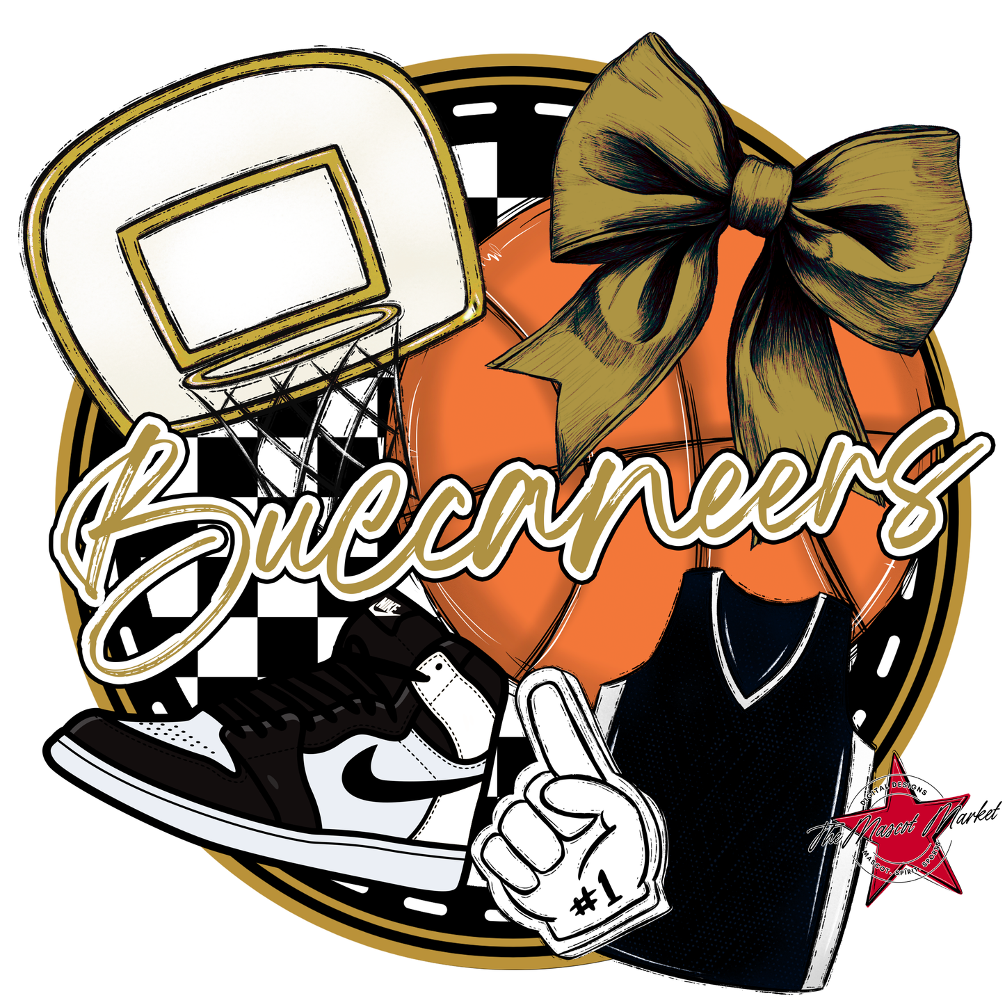 Buccaneers Circle Basketball Design-Gold