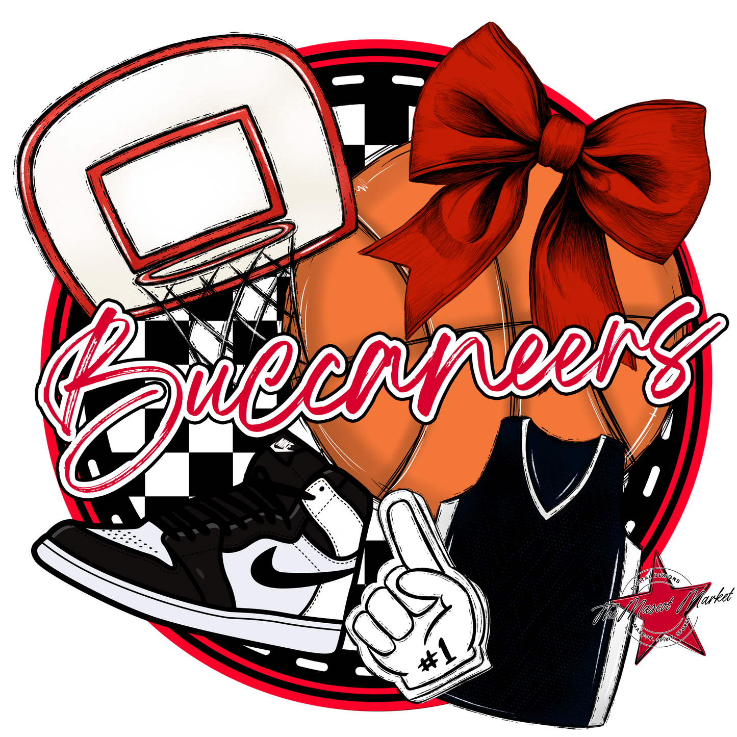 Buccaneers Circle Basketball Design-Red