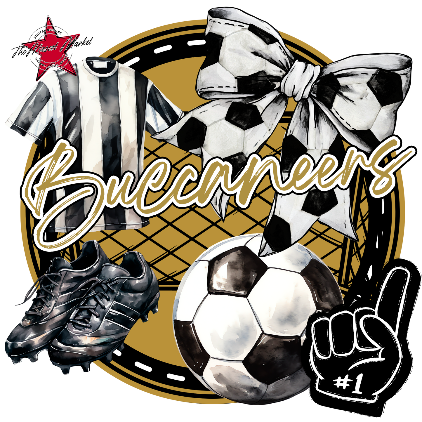 Buccaneers Circle Soccer Design-Gold