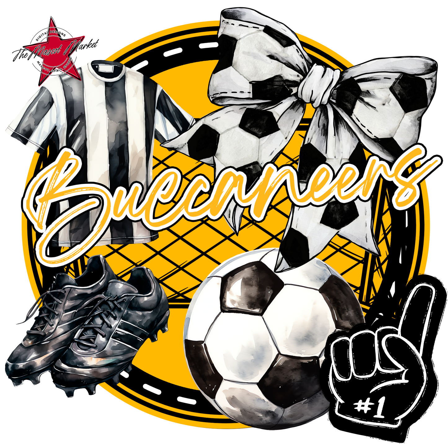 Buccaneers Circle Soccer Design-Yellow