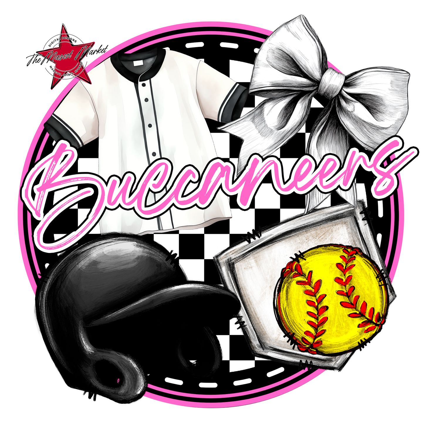 Buccaneers Circle Softball Design-Baby Pink