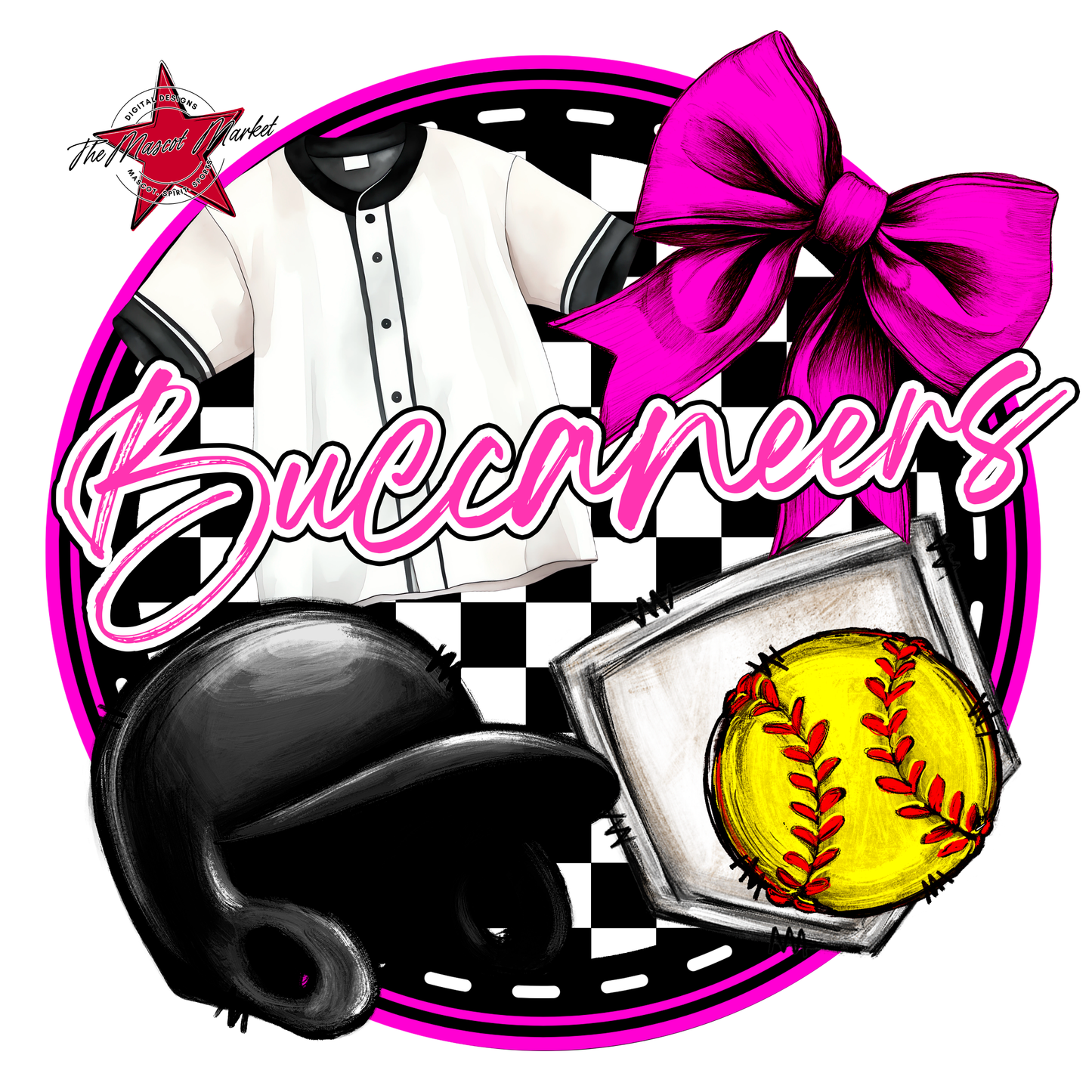 Buccaneers Circle Softball Design-Pink