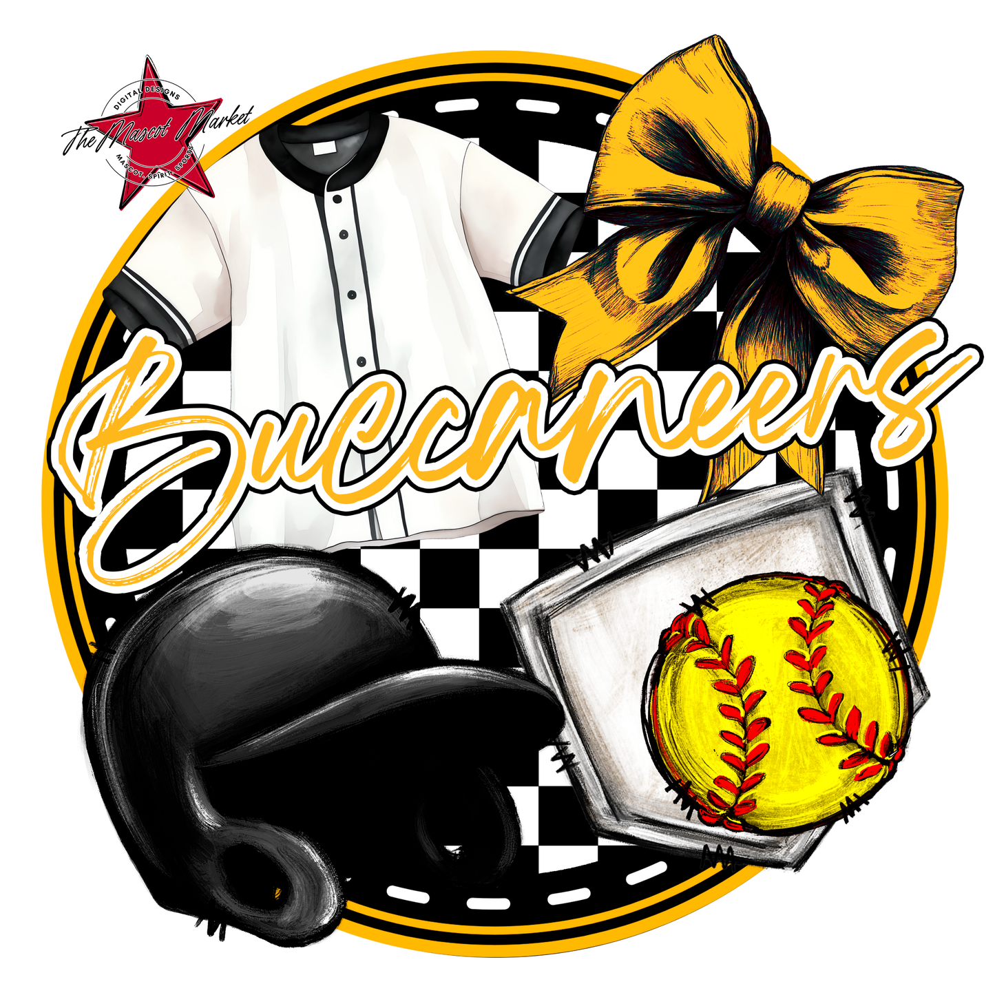 Buccaneers Circle Softball Design-Yellow