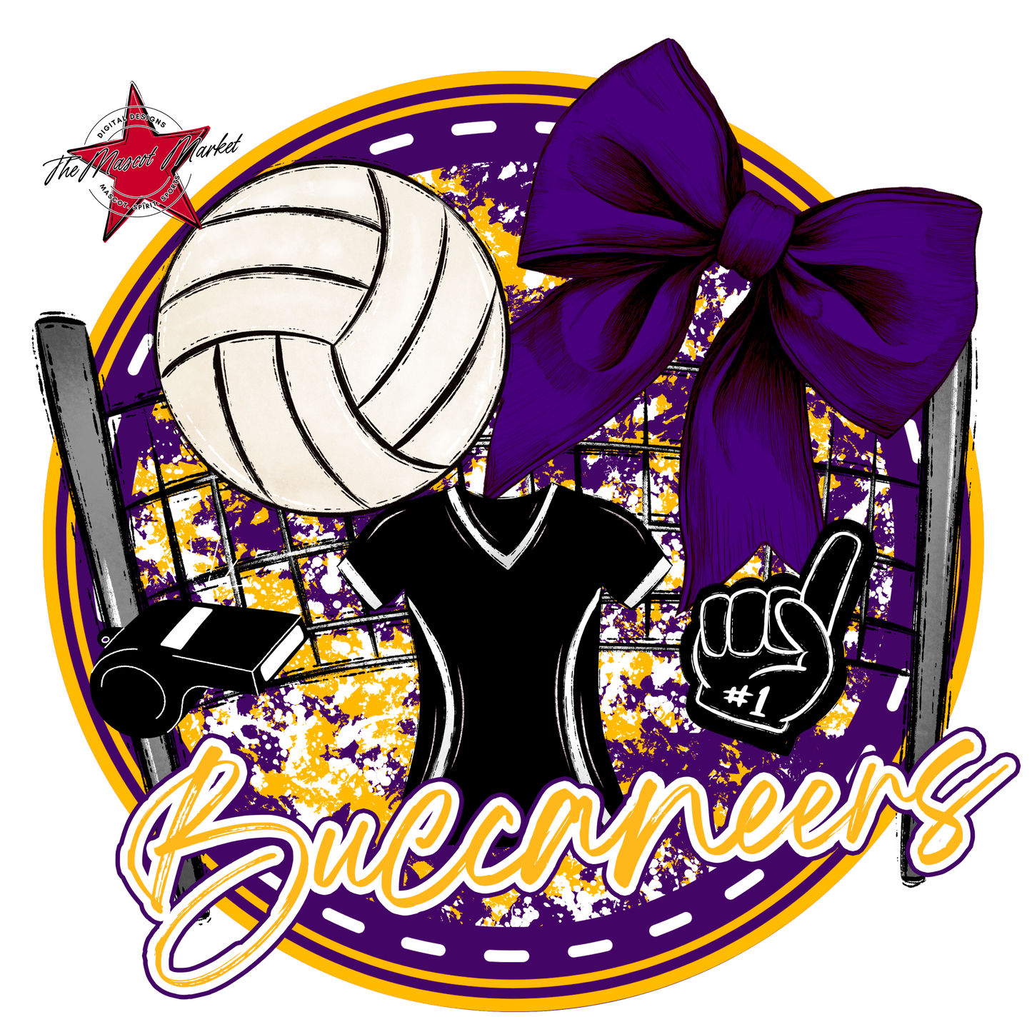 Buccaneers Circle Volleyball Design-Purple-Yellow