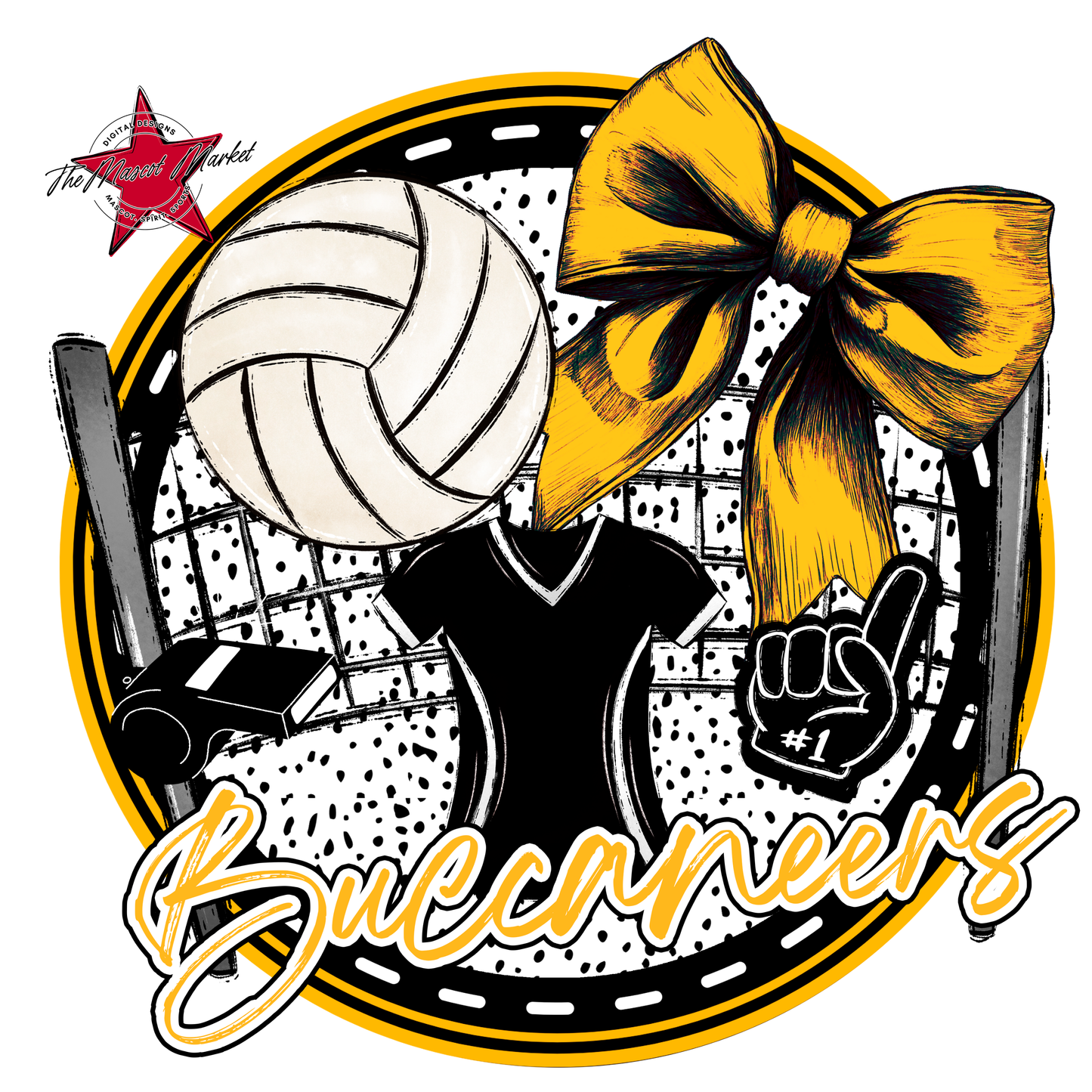 Buccaneers Circle Volleyball Design-Yellow