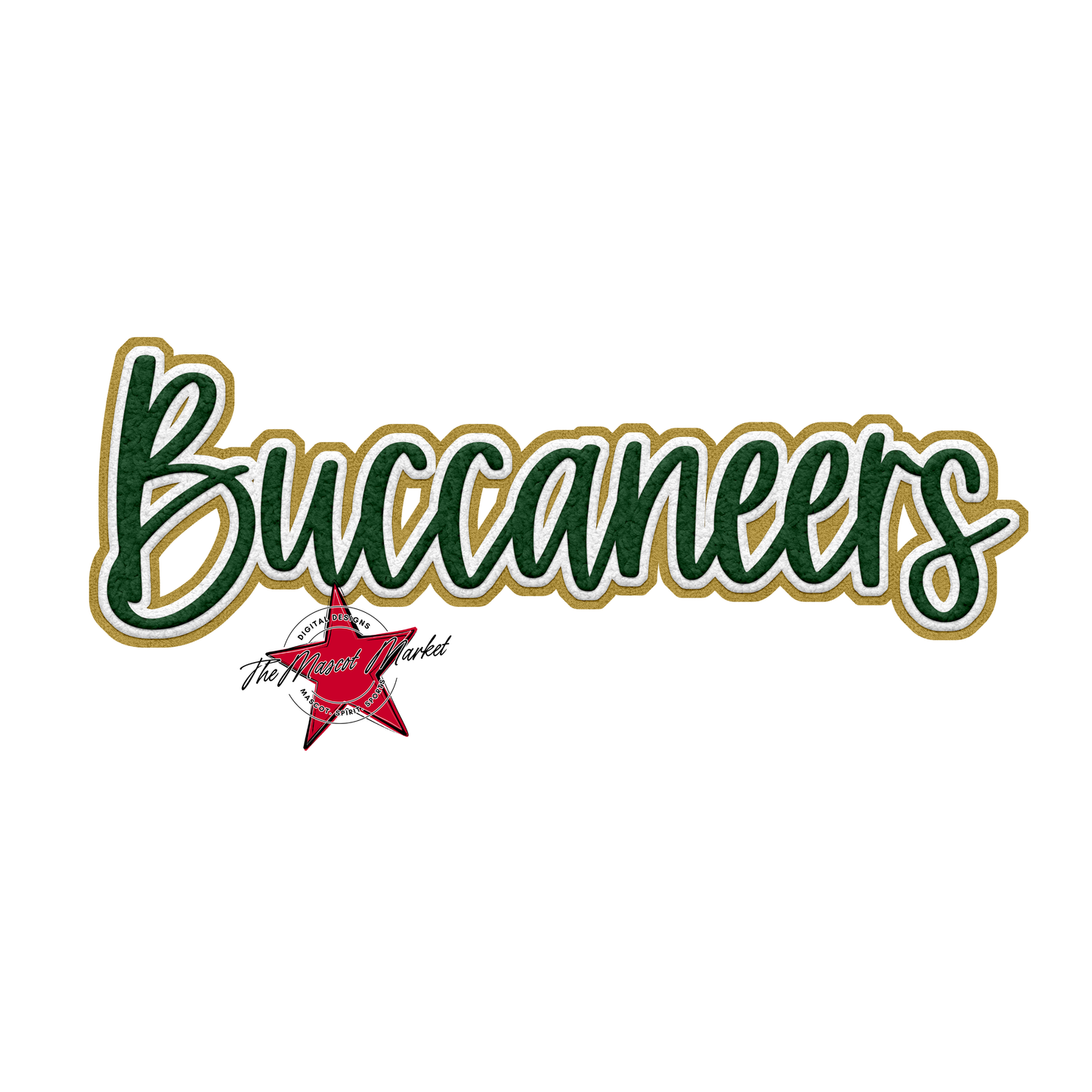 Buccaneers Faux Chenille Patch-Green-Gold