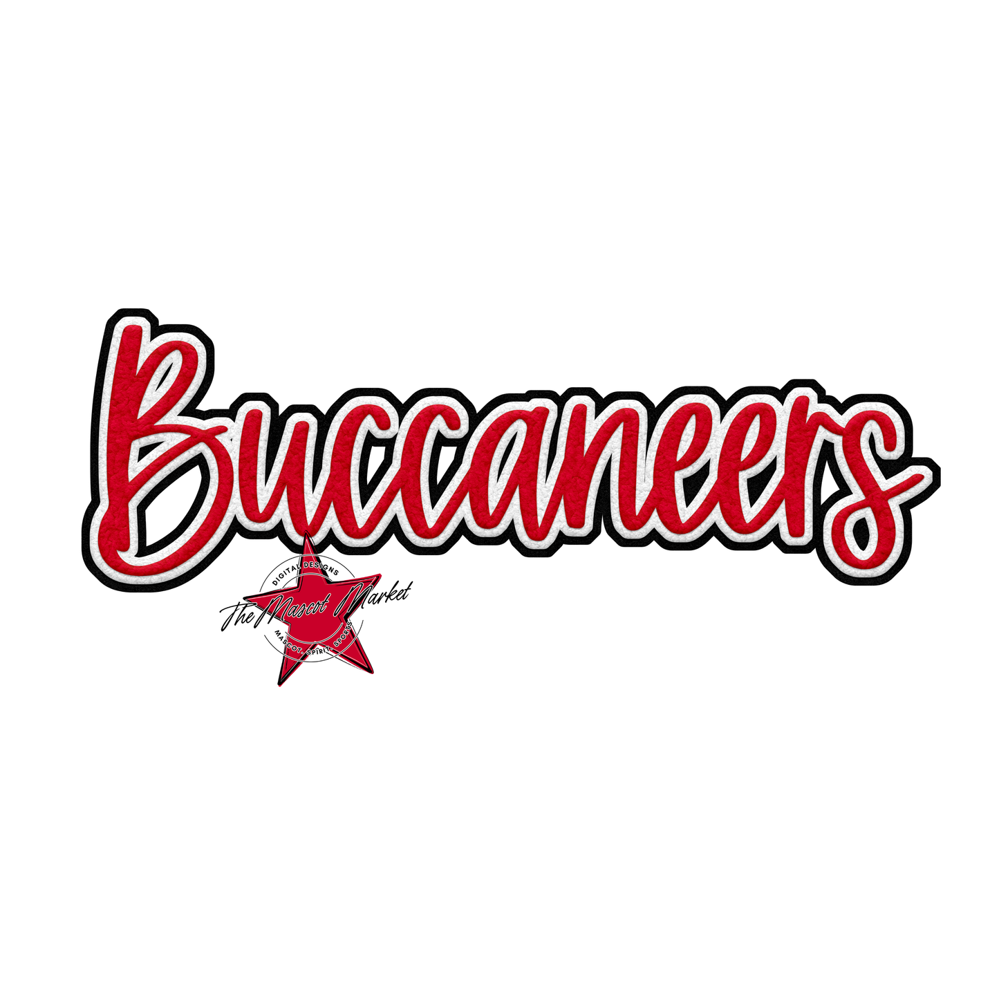 Buccaneers Faux Chenille Patch-Red