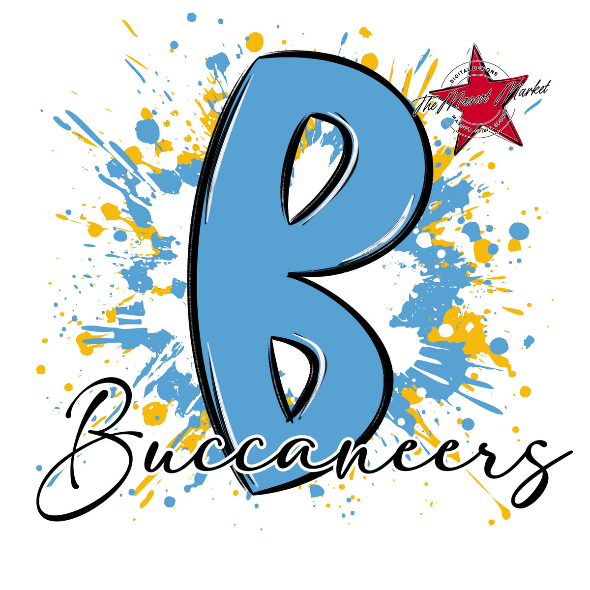 Buccaneers Mascot Splatter-Carolina Blue & Yellow