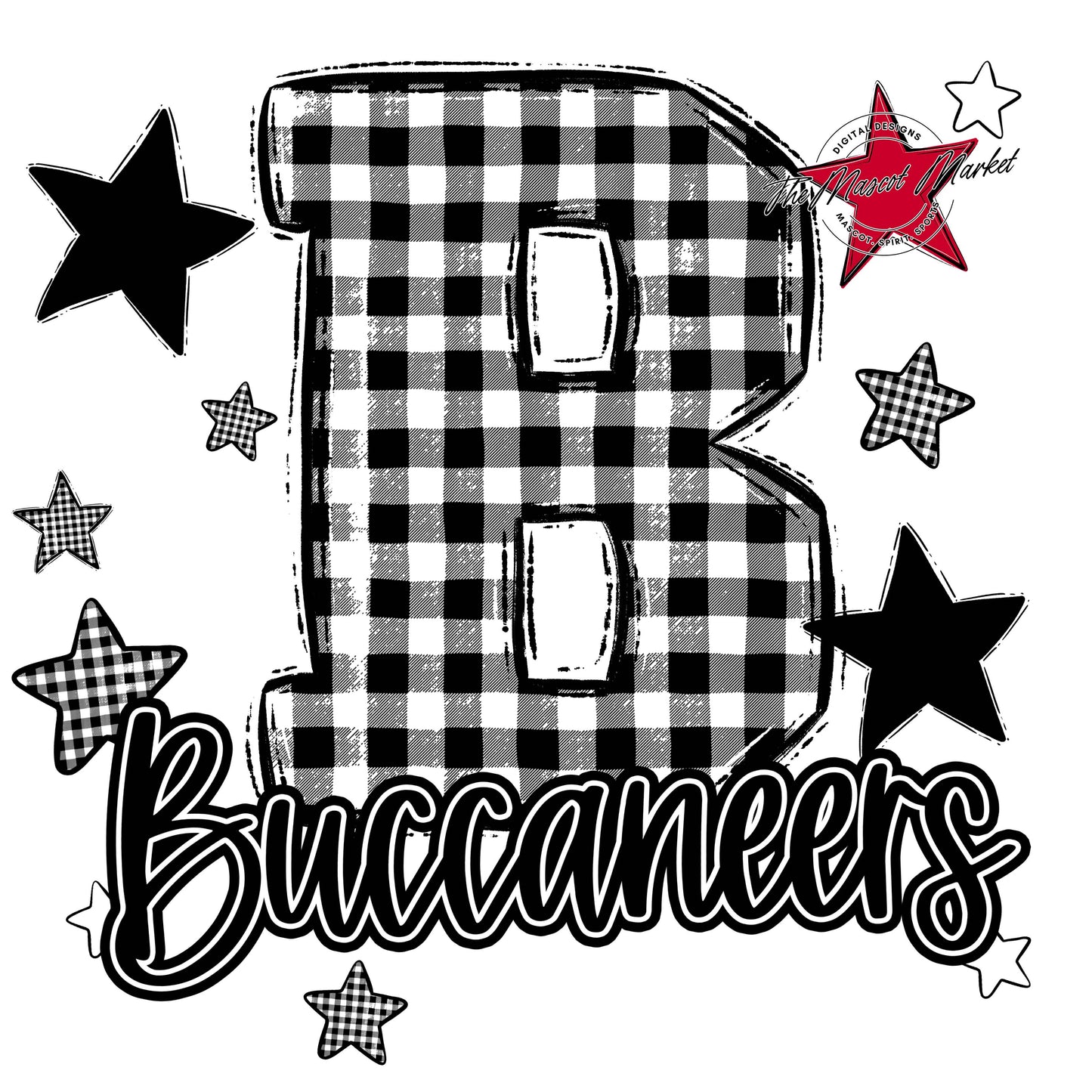 Buccaneers Plaid Star Design-Black