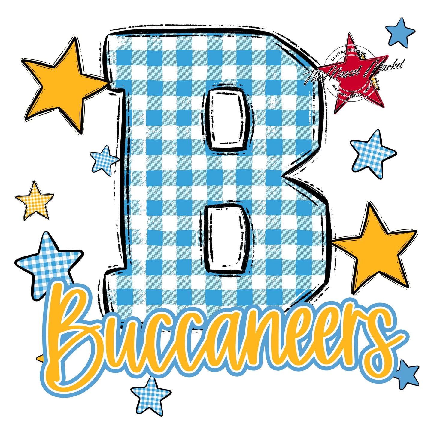 Buccaneers Plaid Star Design-Carolina Blue & Yellow