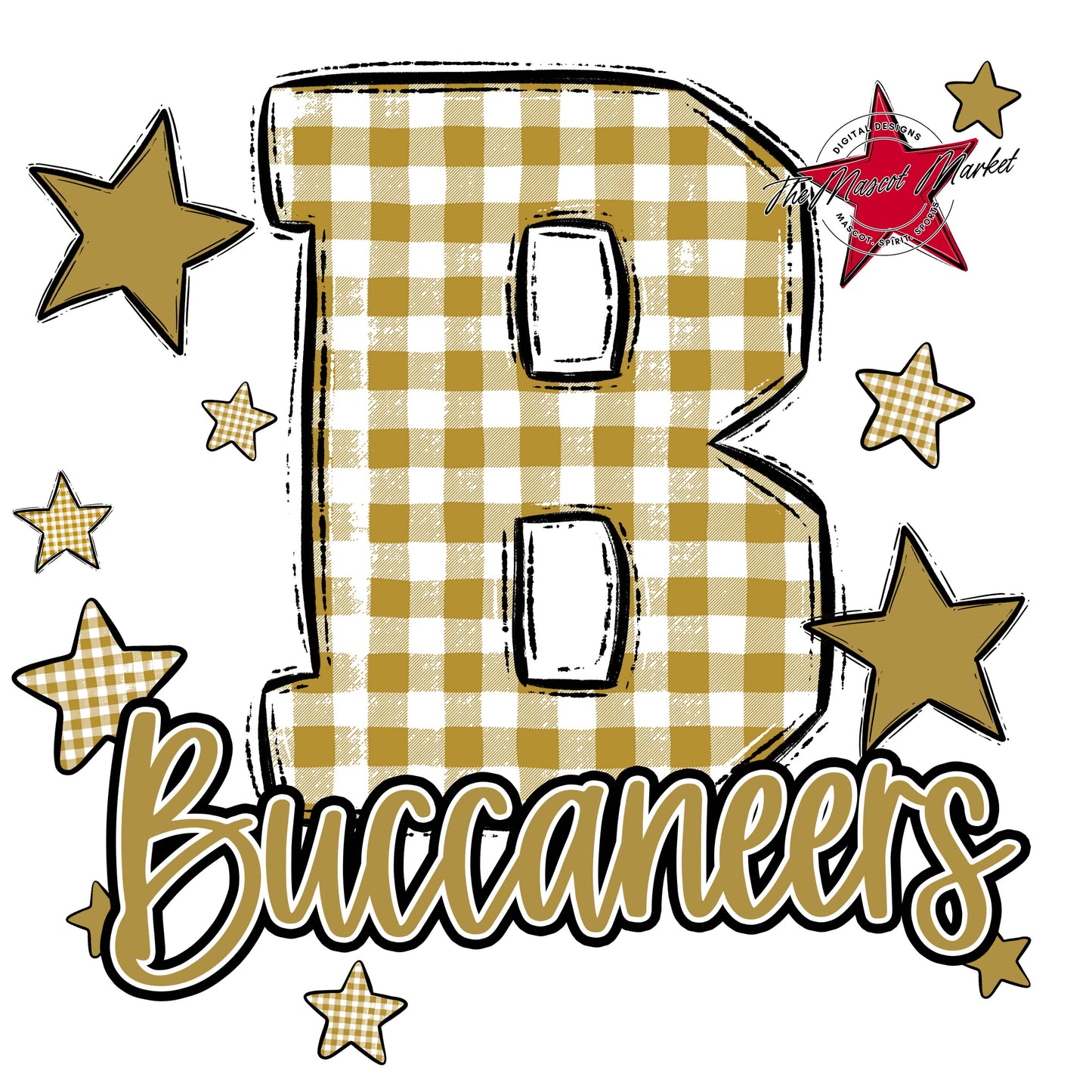 Buccaneers Plaid Star Design-Gold