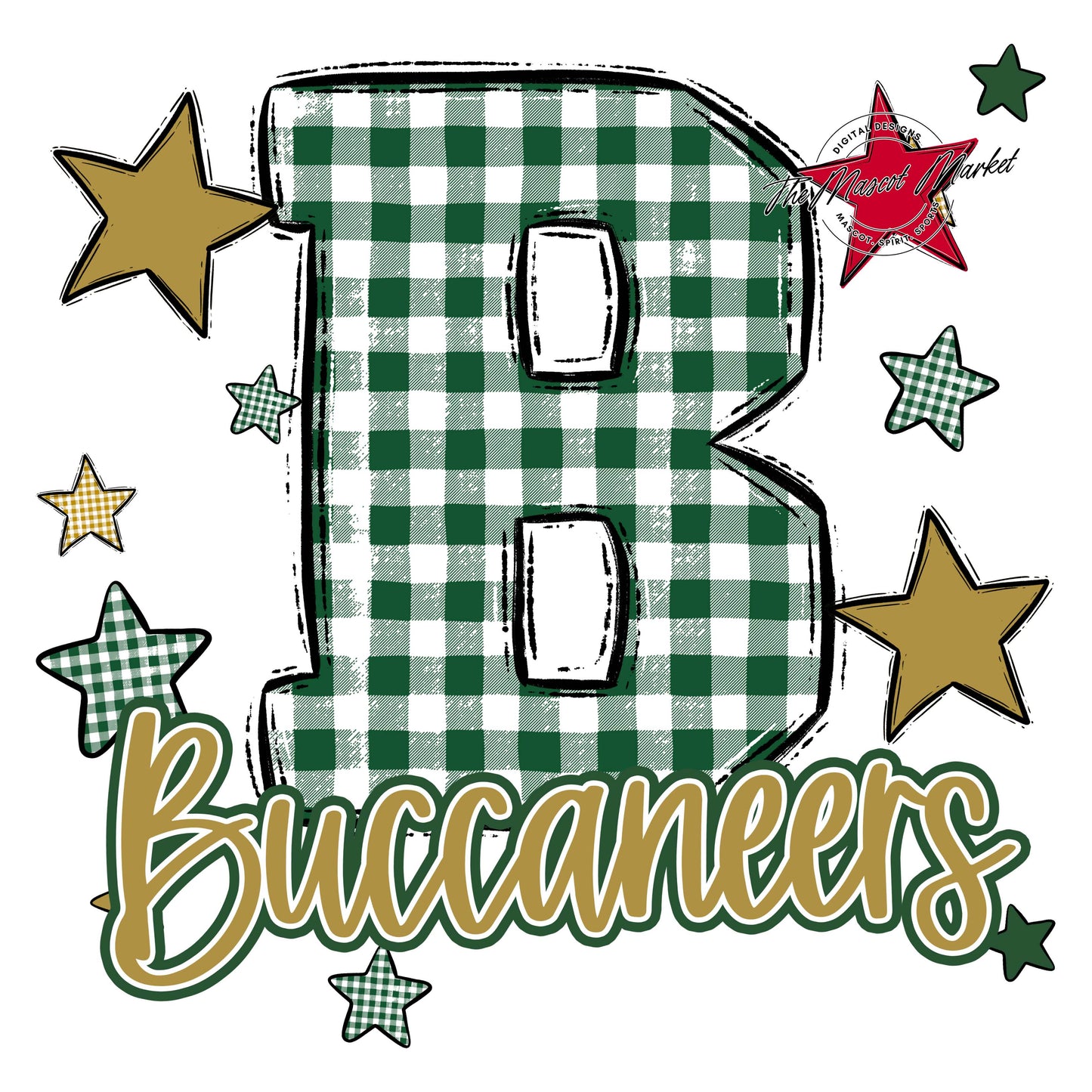 Buccaneers Plaid Star Design-Green & Gold