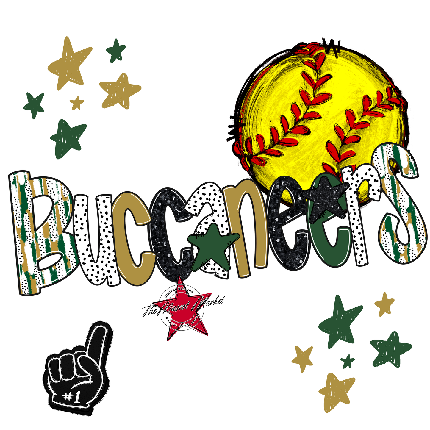 Buccaneers Softball Scrape-Green-Gold