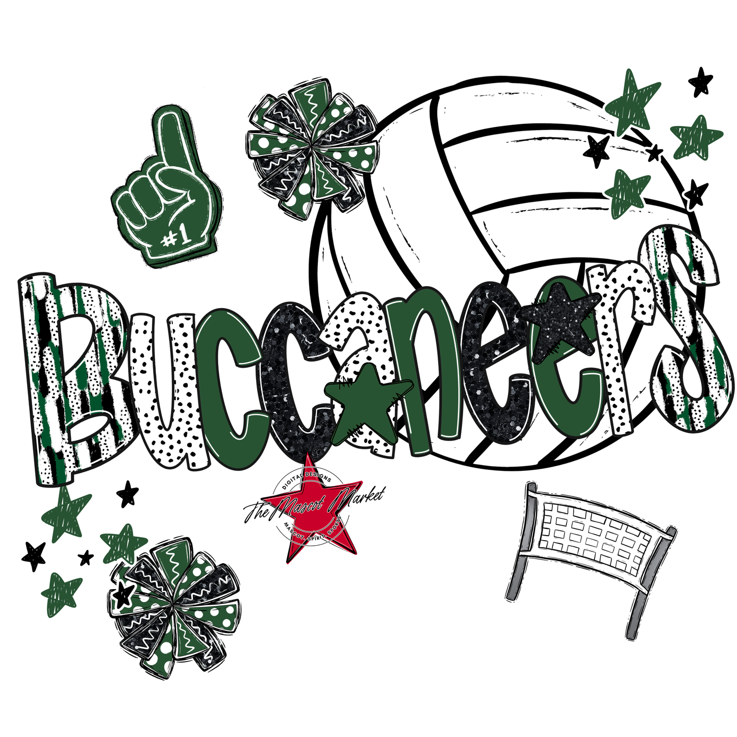 Buccaneers Volleyball Scrape-Green