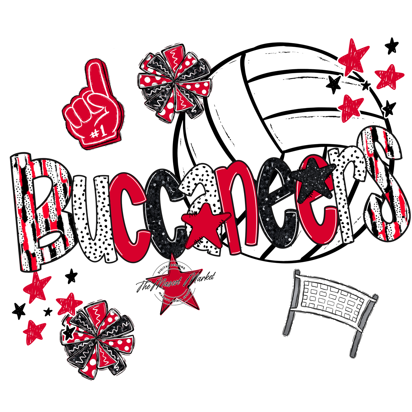 Buccaneers Volleyball Scrape-Red