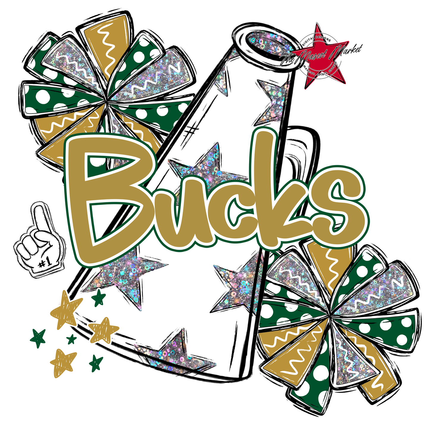 Bucks Alpha Megaphone Design-Green-Gold