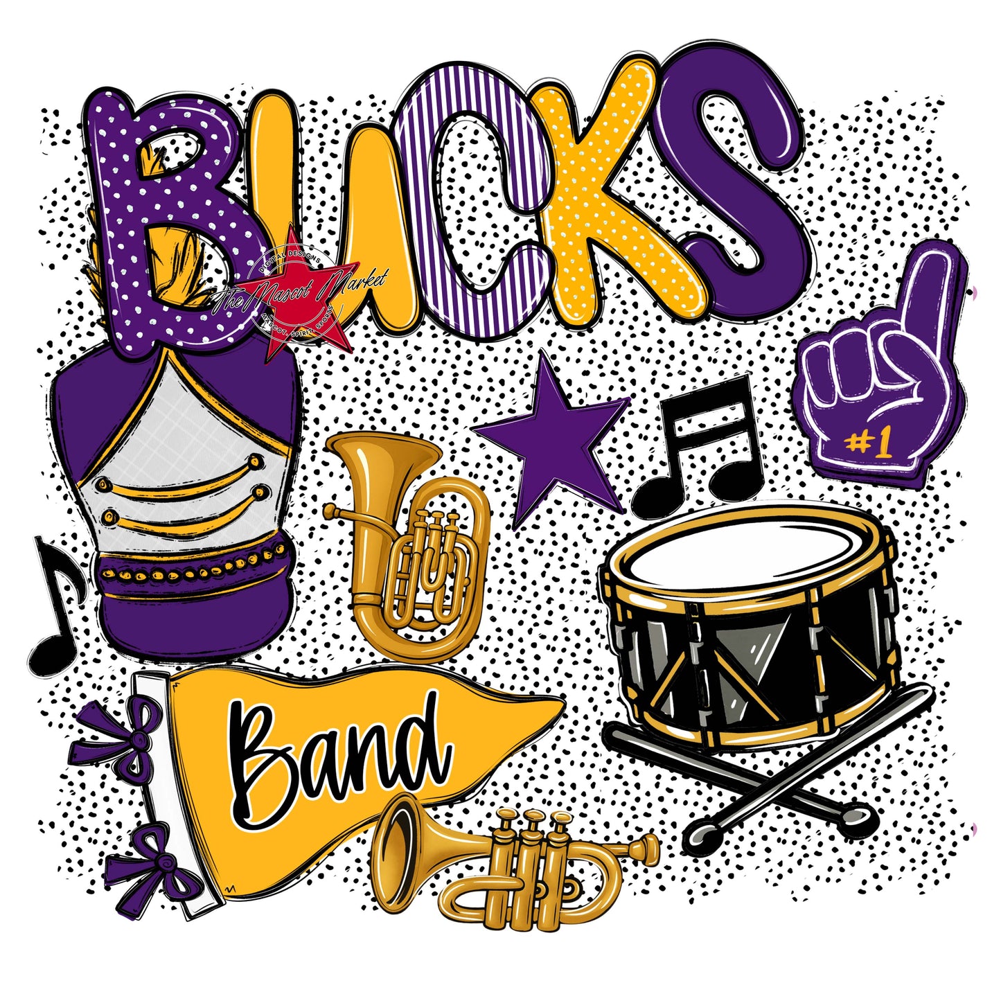 Bucks Band Spirit-Purple & Yellow