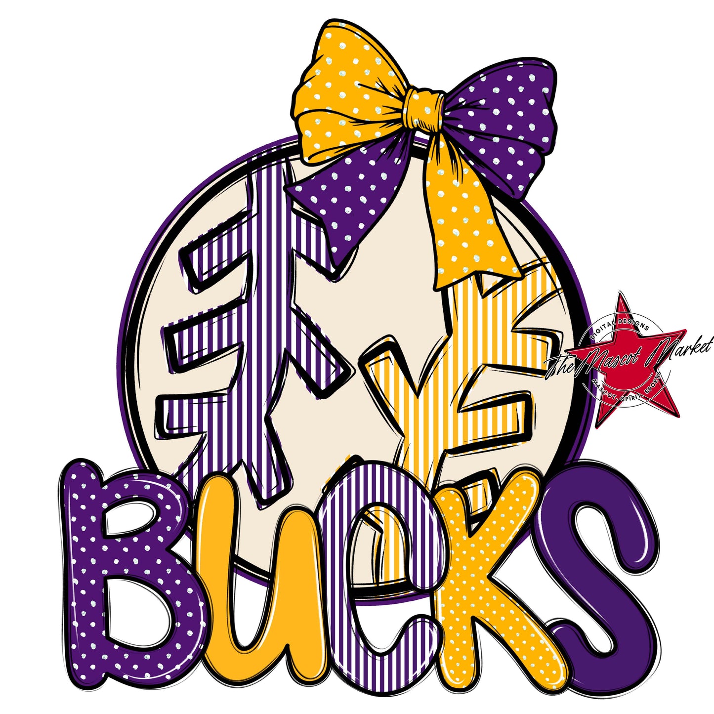 Bucks Baseball-Softball Spirit Design-Purple & Yellow