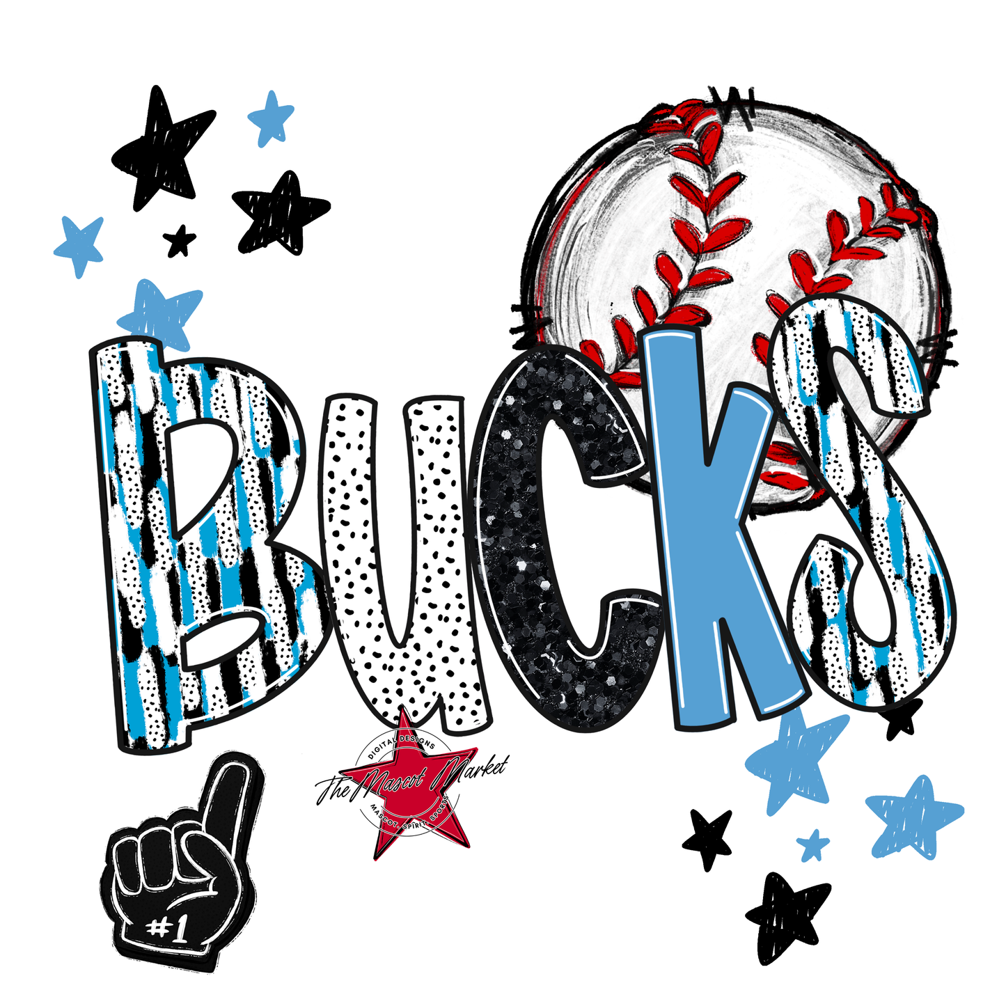 Bucks Baseball Scrape-Carolina Blue