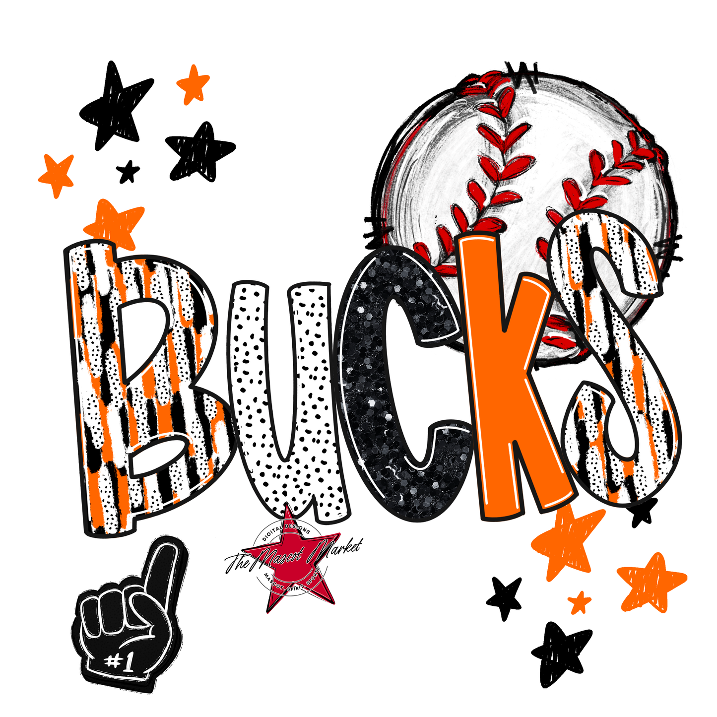Bucks Baseball Scrape-Orange