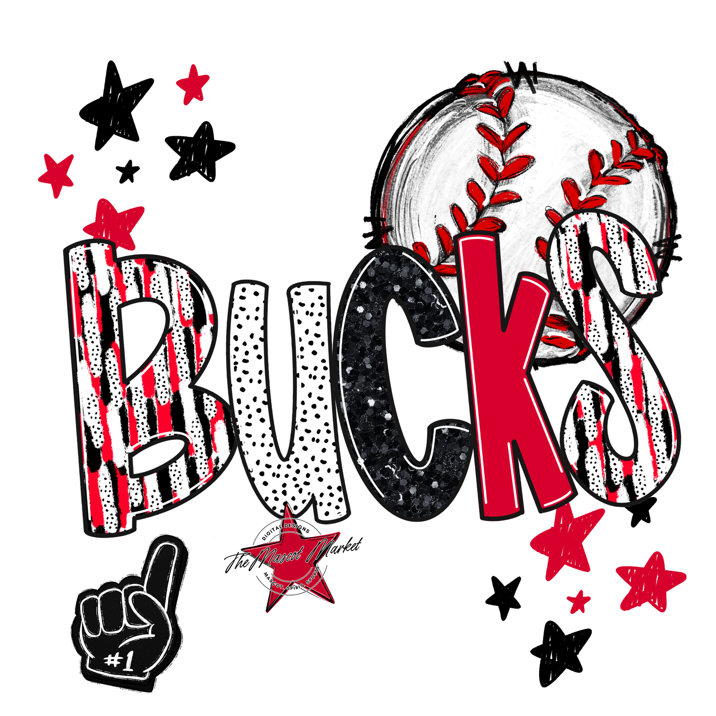 Bucks Baseball Scrape-Red