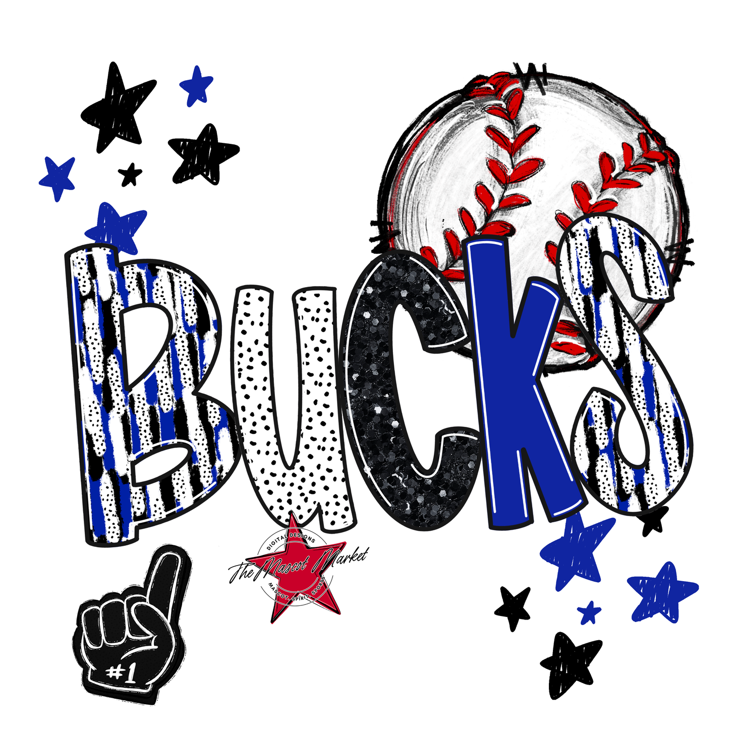 Bucks Baseball Scrape-Royal Blue