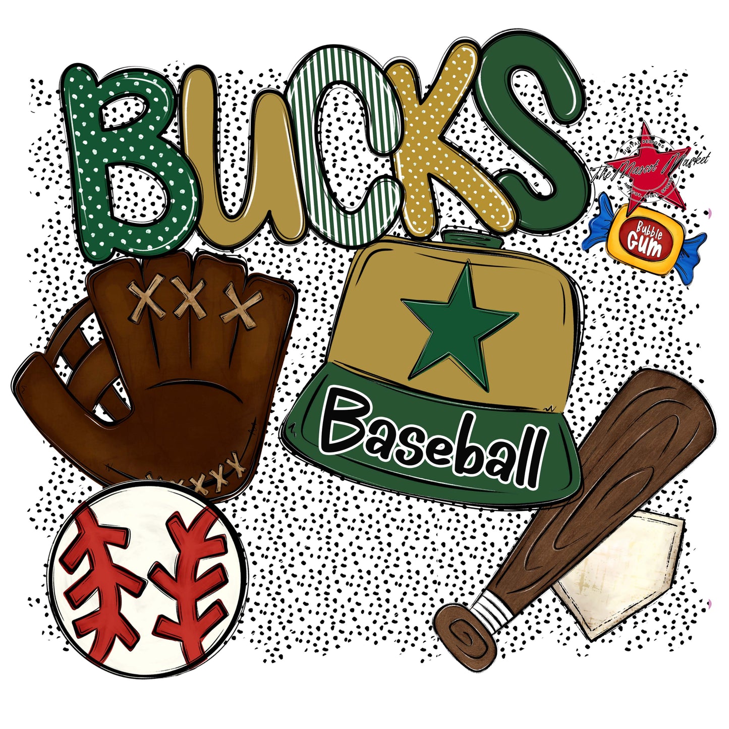 Bucks Baseball Spirit-Green & Gold