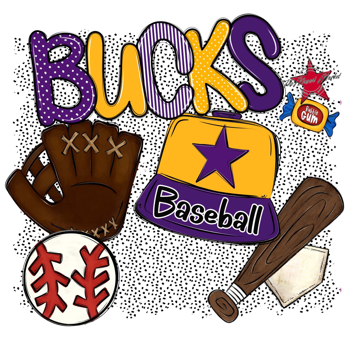 Bucks Baseball Spirit-Purple & Yellow