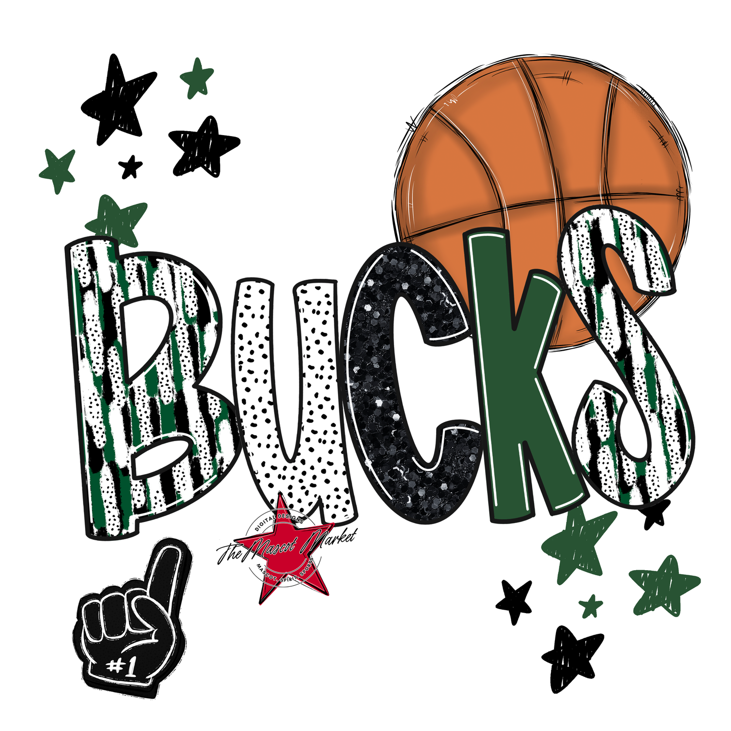 Bucks Basketball Scrape-Green
