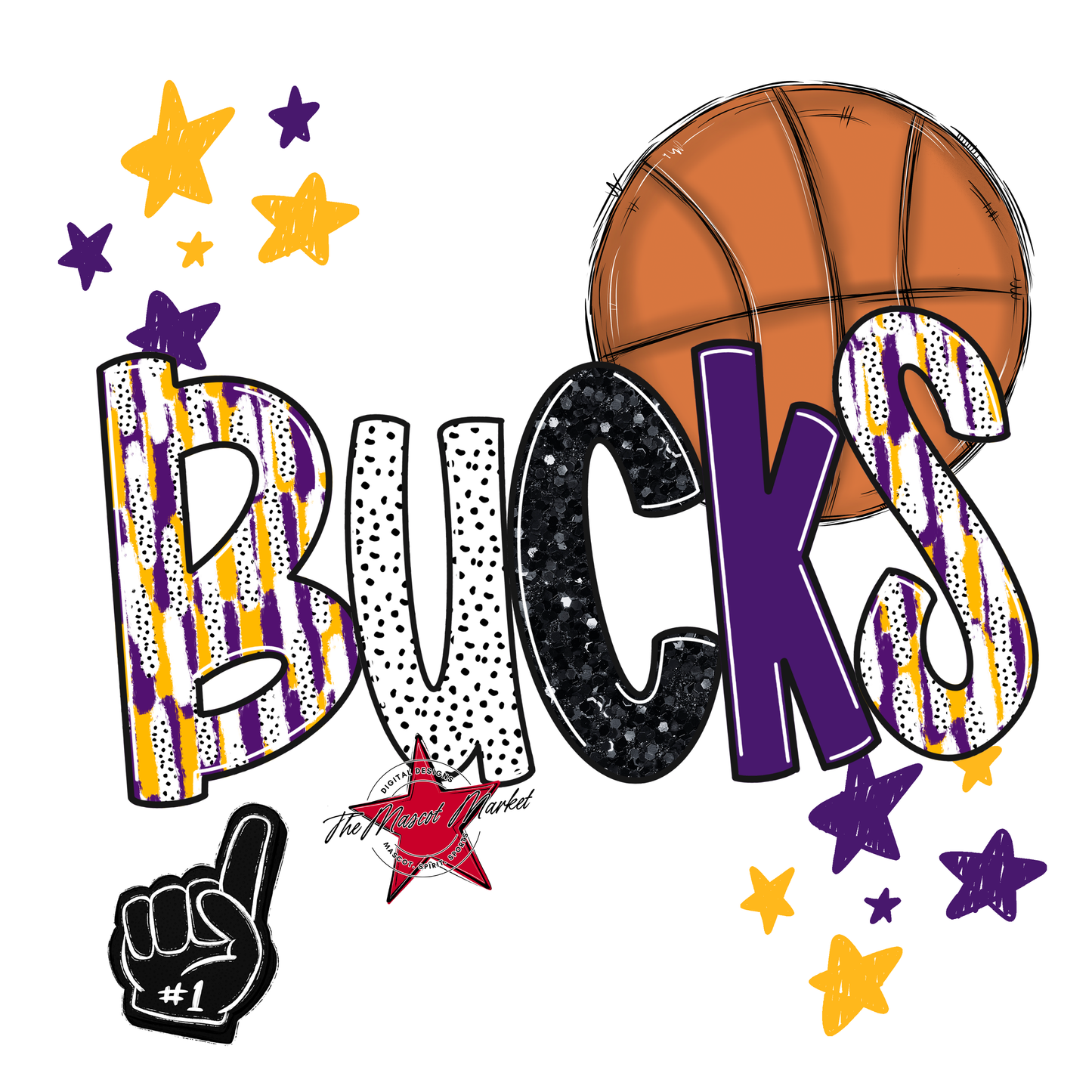 Bucks Basketball Scrape-Purple-Yellow