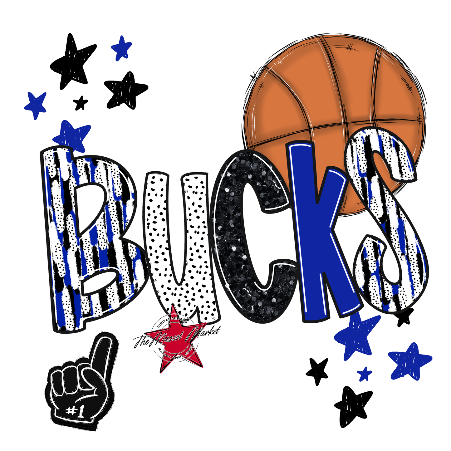 Bucks Basketball Scrape-Royal Blue