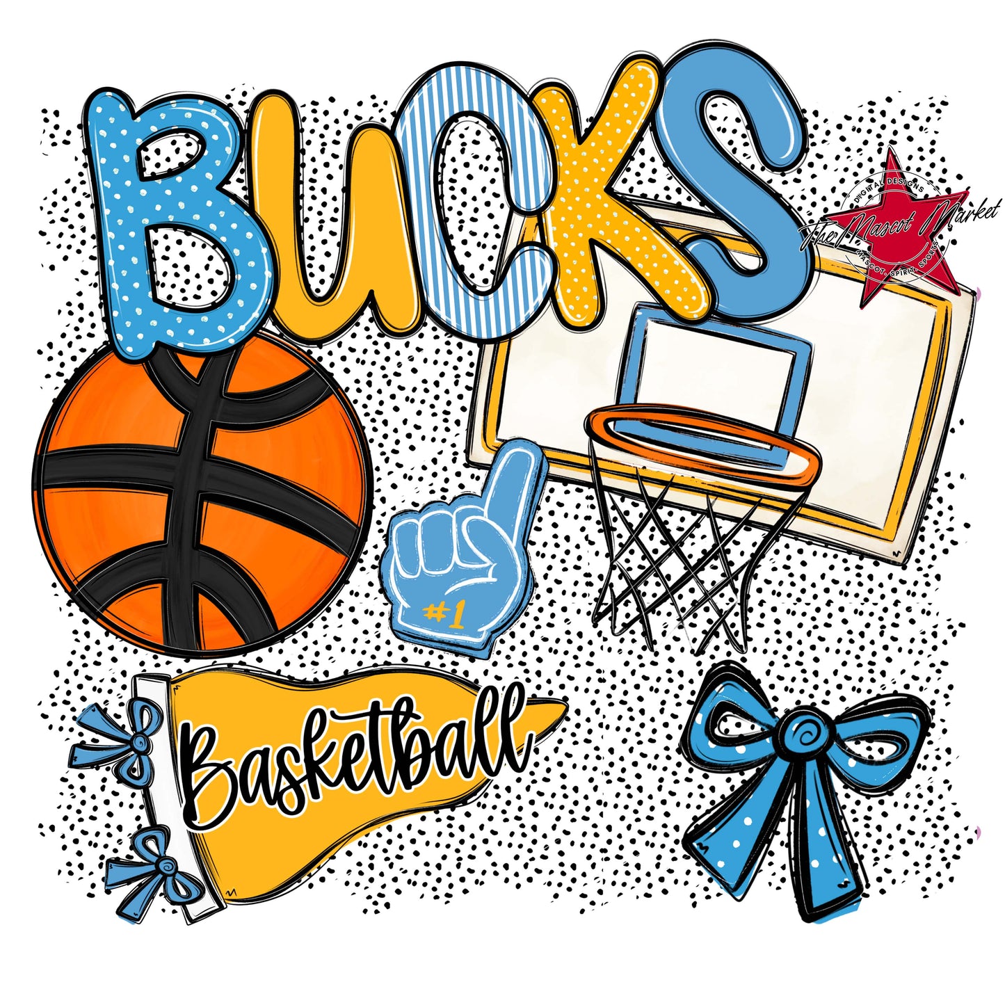 Bucks Basketball Spirit-Carolina Blue & Yellow