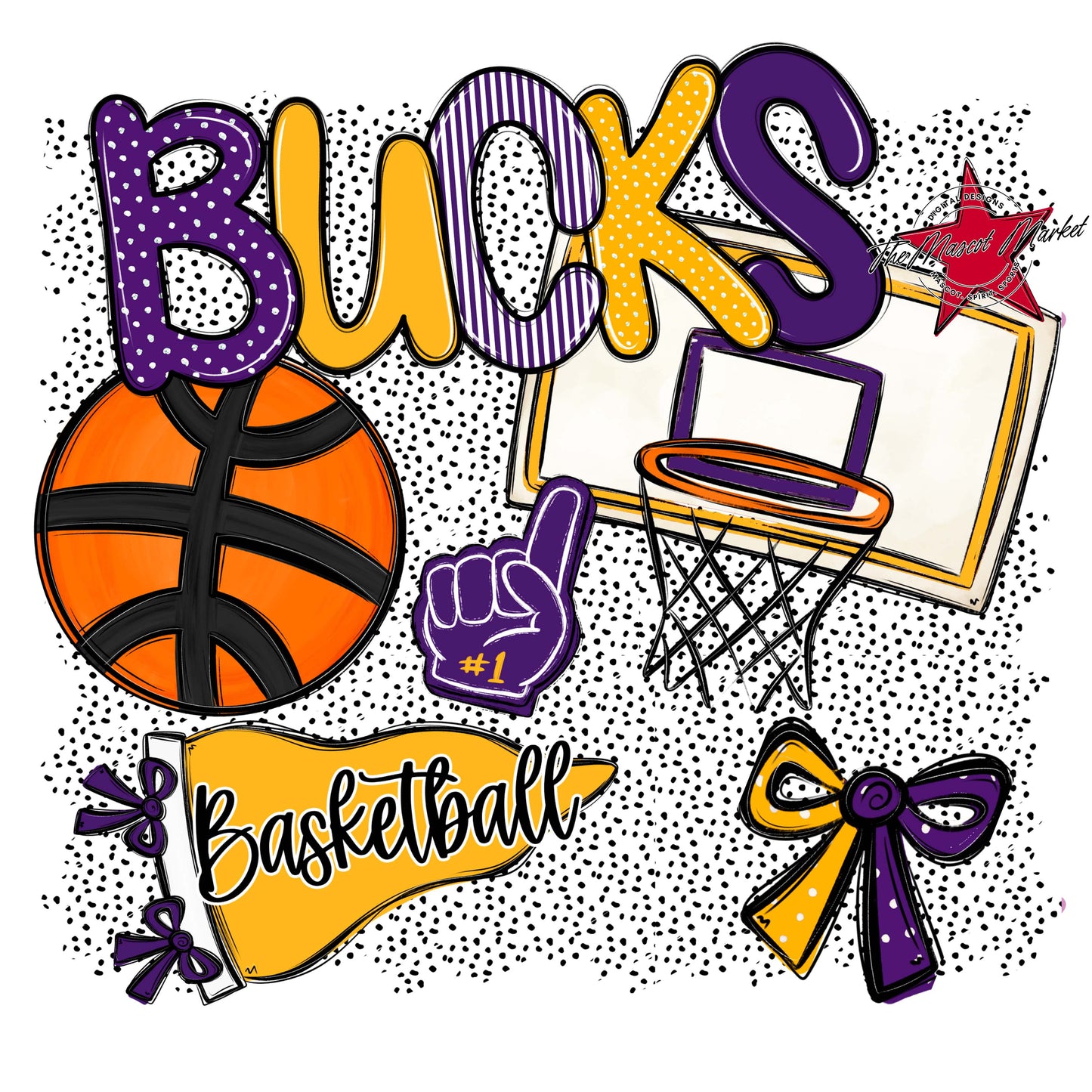 Bucks Basketball Spirit-Purple & Yellow