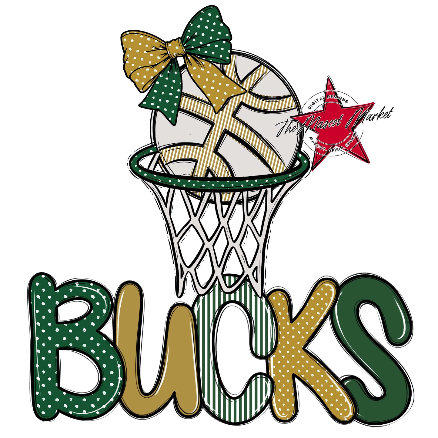 Bucks Basketball Spirit Design-Green & Gold