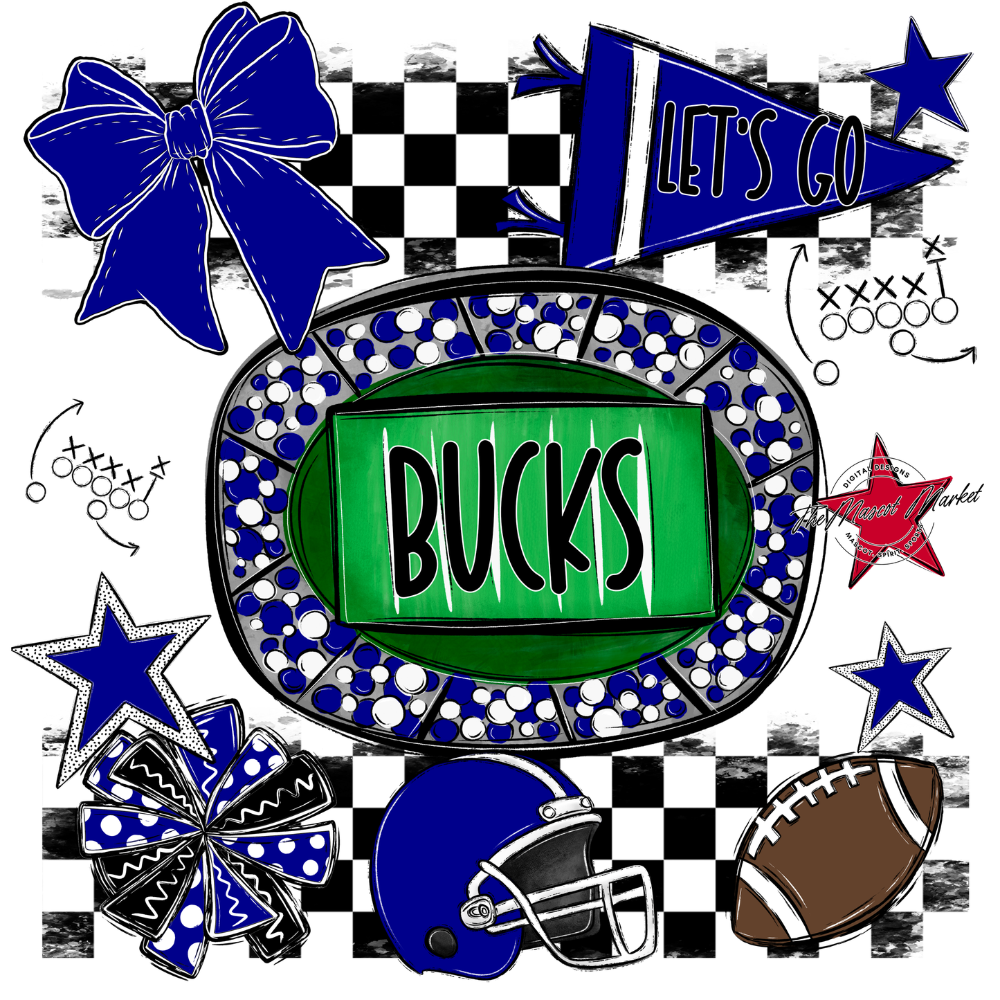 Bucks Checkers Spirit Design-Blue