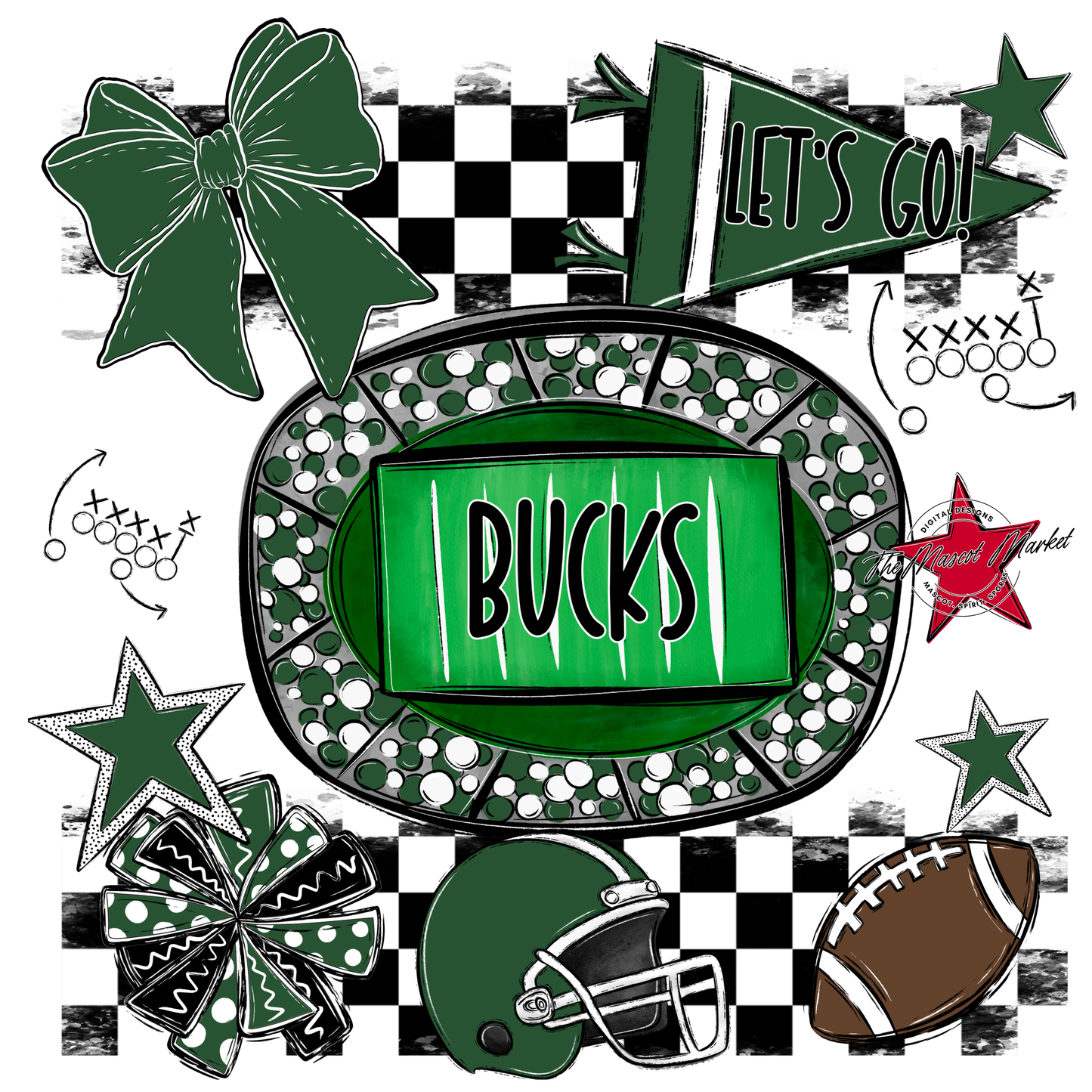 Bucks Checkers Spirit Design-Green