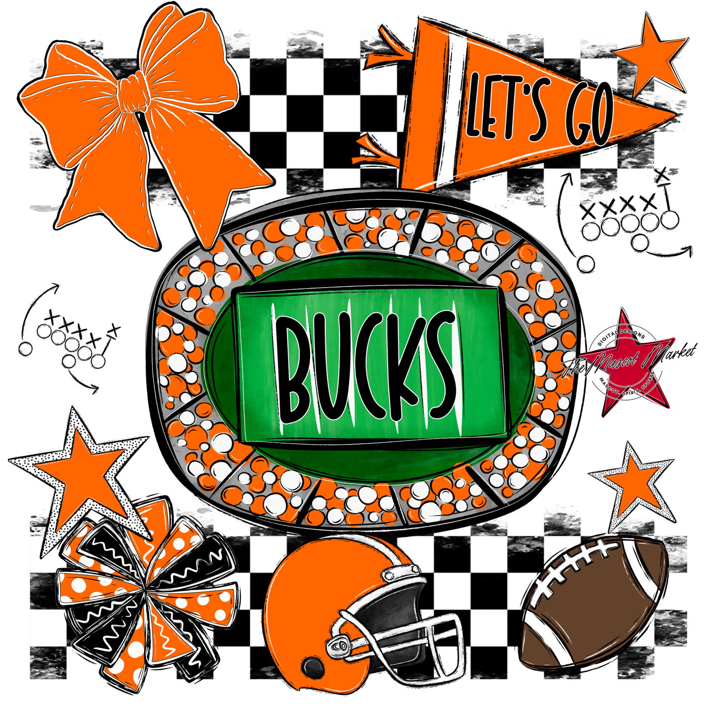 Bucks Checkers Spirit Design-Orange