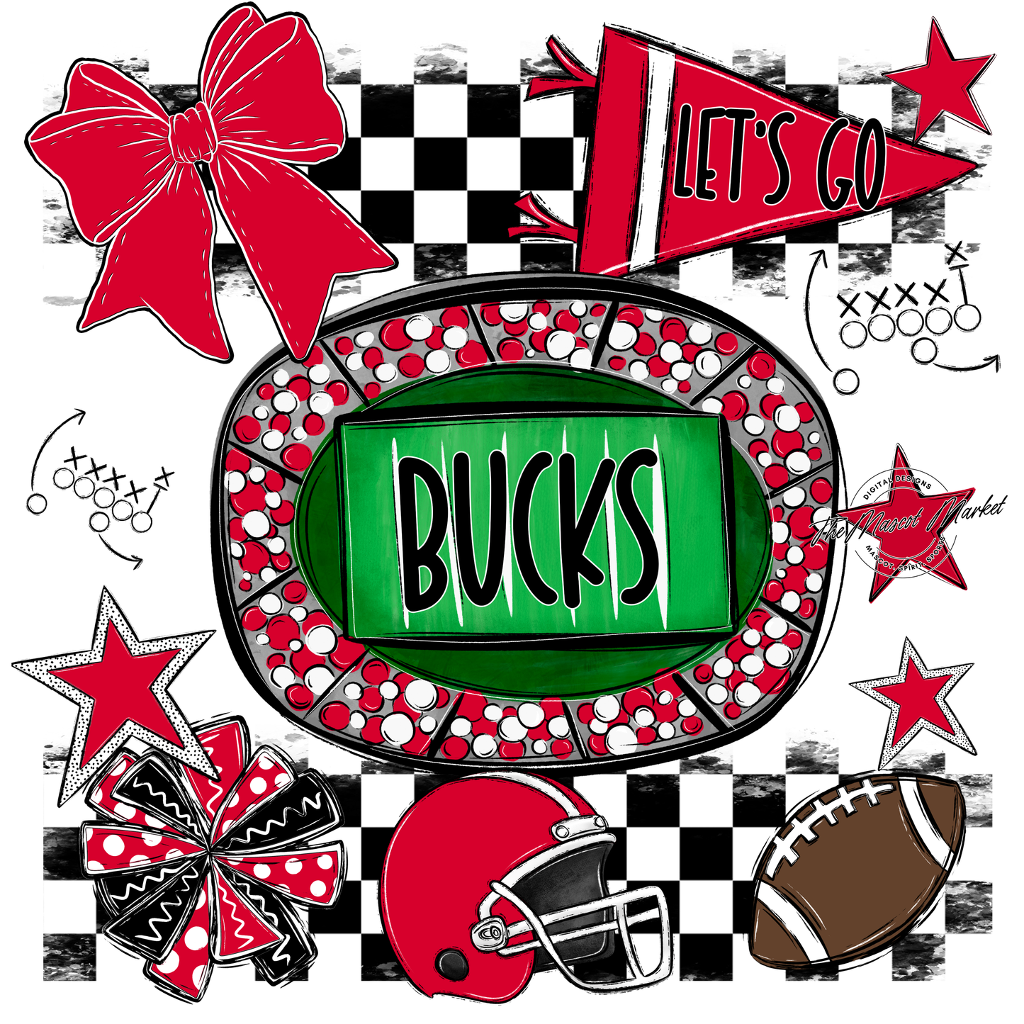 Bucks Checkers Spirit Design-Red