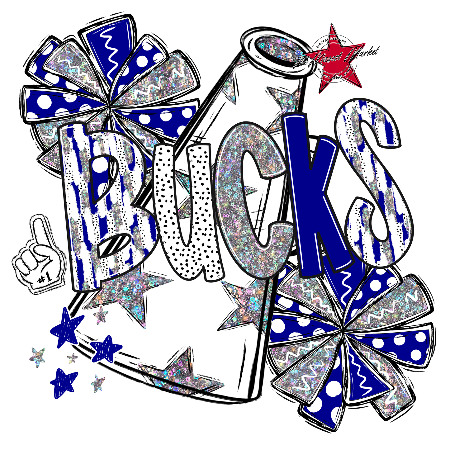 Bucks Cheer Megaphone Scrape-Blue