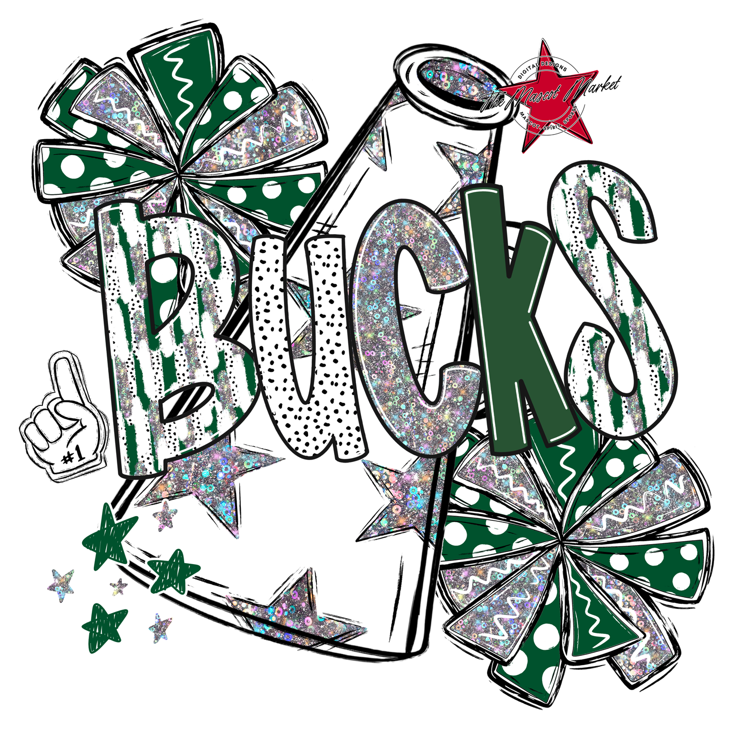 Bucks Cheer Megaphone Scrape-Green