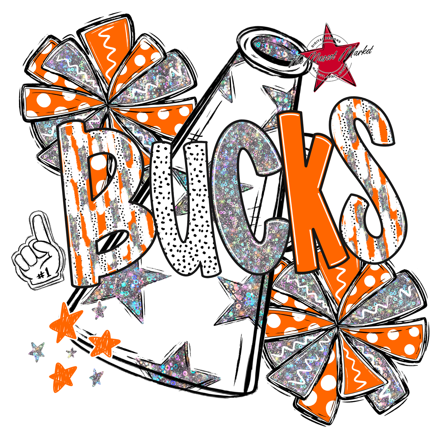 Bucks Cheer Megaphone Scrape-Orange
